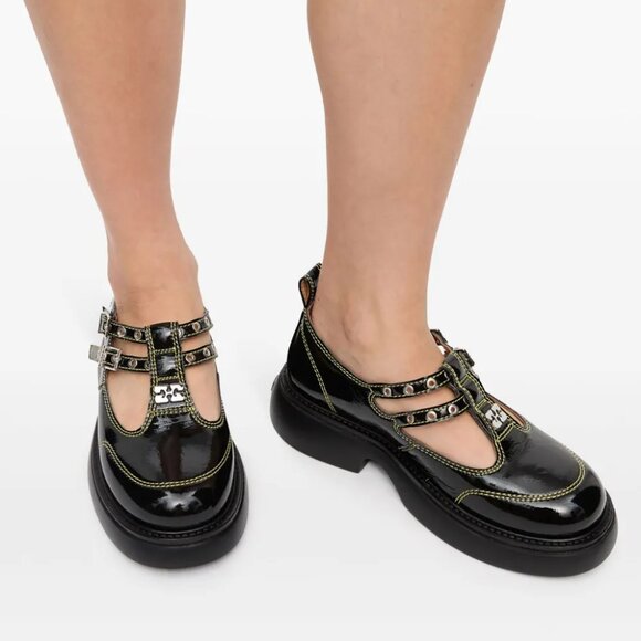 Ganni Everyday Butterfly Mary Jane Black Patent 9 US 39 EU - Picture 4 of 10